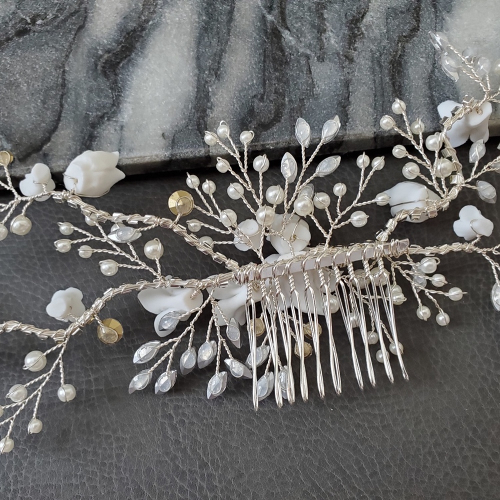 Bride Crystal flower Large Head Hairpieces wedding - Picture 6 of 7